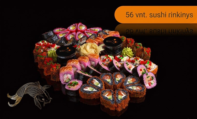 56 sušių rinkinys restorane SUSHI SUSHI